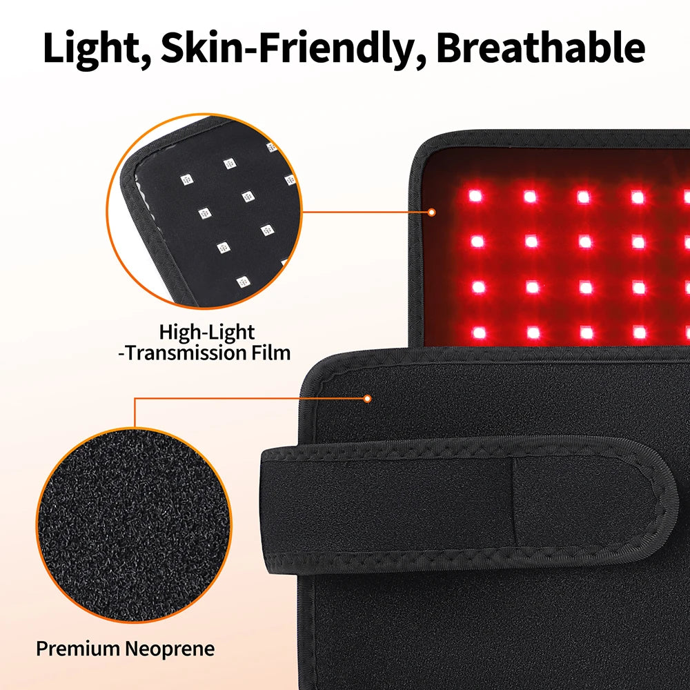 Fascia LED Terapia della Luce Rossa – 72 LED 660nm/850nm per Schiena, Addome, Gambe