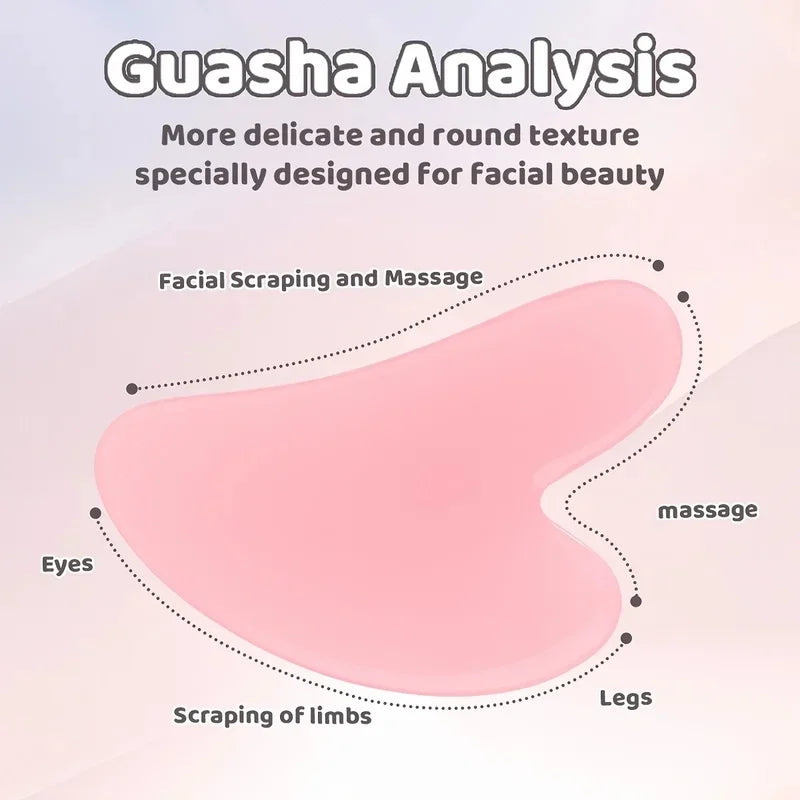 Set Gua Sha e Roller Viso — Effetto Quarzo Rosa, Massaggio Viso Collo e Corpo