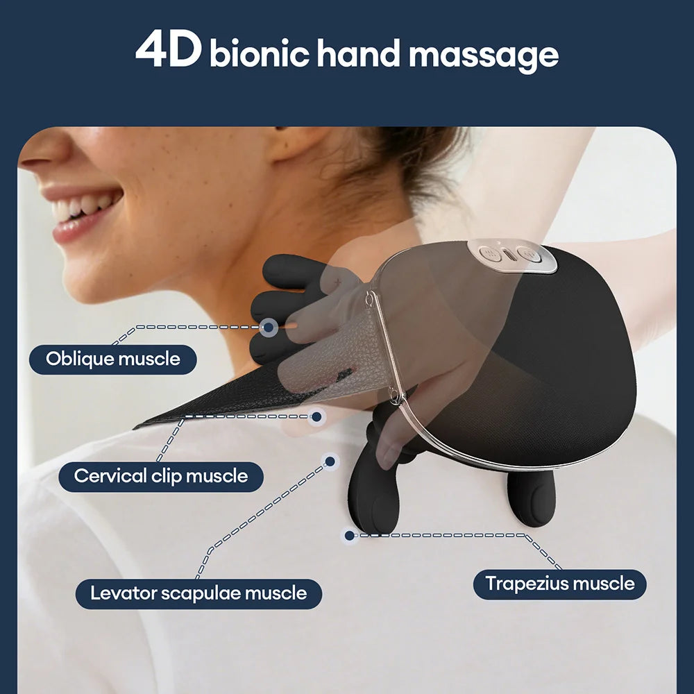 Massaggiatore Collo e Spalle 4D — Pressione Reale su Trapezio e Cervicale | Ricaricabile, Senza Fili